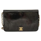 Chanel Chain Shoulder Bag Enamel Black Gold Cc Auth Bs25722