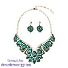 Women Shiny Crystal Necklace Earrings Sets African Jewelry Choker Bridal Party