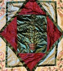 Euc Christmas Decor Holiday Quilt Throw Green-red-tree-holly-beads-sequins