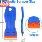 4 Pcs Plastic Razor Blade Scraper And 100 Pcs Blades  Remove Label Decal Tool    F