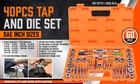 40 Pcs Master Tap And Die Set Coarse And Fine Threads Tools Sae Inch Witn Case