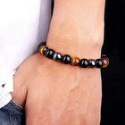 Energy Healing Stretch Bracelet Natural Stone Hematite Tiger Eye For Men Women