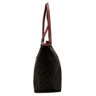 Auth Coach Signature City Zip Top Tote F58292 Dark Brown Pink Pvc Leather -