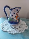 Mexican Folk Art  Talavera Small Pitcher Hand Painted Ceramic 5 5  Tall