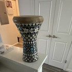 Mosaic Wood Darbuka Goblet Hand Drum Rope-tuned Natural Skin Head Black blue 12   
