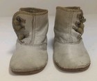Vintage Baby White Kid Leather 3 Button Shoes - Very Good Condition  