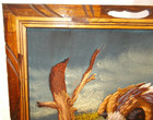 Vintage Black Velvet Painting Bald Eagle Dreamcatcher Wood Frame 23x19 Amazing