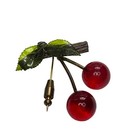 Vintage 1950s Plastic Cherry Brooch Red Fruit Pin Japan Mid Century Costume Jew