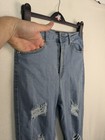 Boohooblue Ladies Casual Trousers Size 10 Blue Ripped Jeans Denim Skinny
