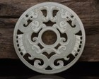 Ancient Chinese Mythical Double Dragon -carved Hetian Jade Amulets Pendant 628