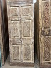 Antique Carved Wood Barn Door Rustic Farmhouse Whitewashed Sliding Door 80x31