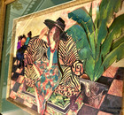 Vintage Linda Rust Denison 3d Mixed Media Art Framed 19x23 - Vintage Collage