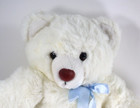 Vintage Dakin Classic Teddy Bear Soft White Brown Nose Plush Light Blue Bow 1988