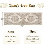 Area Rug 2x6 Runner Rugs  Washable Vintage Hallway Rug Indoor Medallion Rugs Low