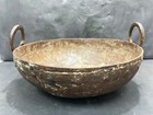 Old Vintage Rare Handmade Rustic Iron Kadai Wok   Deep Frying Pan  Kitchenware