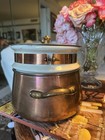 Vintage Metalutil Portugal Copper Double Boiler 3pc Set Ceramic Insert Brass