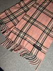 100  Cashmere Made In Scotland Pink And Gray Plaid Women   s Scarf