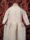 Victorian 19th C Windowpane White Cotton Child   s Dress W Eyelet  