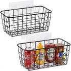 2 Set Adhesive Hanging Wall Basket Inside Cabinet Door Organizer wall Storage   