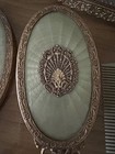 Vintage Green Floral Filigree Dresser Vanity Set Three Pieces