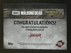 2016 Topps Amc Walking Dead Survival Box Walker Authentic Clothing Relic Card Nn