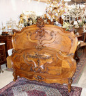 French Antique Carved Walnut Louis Xv Queen Size Bed