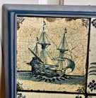 Vintage Hand Made Italian Wood Wall Hanging Art Florence Italy Dutch Delft Tiles