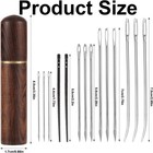 15pcs Leather Sewing Needles Kit Heavy Duty Hand Stitching W wood Case