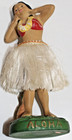 Vtg 1950 s Hawaiian Hula Girl Made Japan 7  Chalkware Nodder Bobble Figure