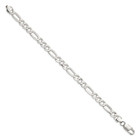 925 Sterling Silver Polished 9 Inch 7 0mm Lightweight Flat Figaro Chain Bracelet