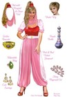 Jeannie The Genie Plus Size Costume Jumpsuit  Wig  Ponytail  Purple Bottle      