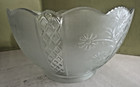 Vintage Frosted Glass Flowers Embossed Scalloped Light Fixture Globe Shade