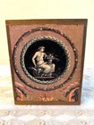 Vintage Wooden Tissue Box Cover With Roman Design   6 H X 5 W