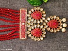 Jaywar Red Beaded Kundan Necklace Set Bridal Wedding Ethnic Jewelry Gift