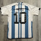 Adidas Argentina Messi Soccer Jersey  10 2022 World Champions L Aeroready Stripe