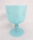 Vintage French Portieux Vallerysthal Blue Opaline Wine Glass Goblet  5  Tall