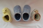 Vintage Lot Of Ceramic Baby Shoe Planters With Embossed Decor - Multiple Colors