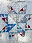Antique Hand Quilted 8 Point Floral Star Quilt Flour Sack
