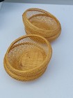 Vintage Basket Wicker Rattan Woven Round Small Bowl Lot Of 4   2x6  