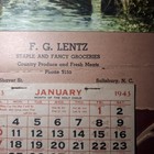 1943 Wwii Fg Lentz Grocery Salisbury Nc Store Advertising Calendar Rare Carolina
