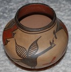 Vintage-1980s Zia Pottery Jar Roadrunner  Flower   Geometric Design-e  Medina