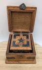 Vintage India Wood Trinket Box Set Metal Overlay Rustic Star Decor Home Decor
