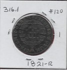 Brazil 20 Reis 1821-r King John Vi the Clement crowned Denomination divided By S