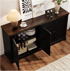 63 Inch Solid Wood Sideboard Buffet Cabinet W  4 Barn Doors