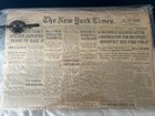 Vintage Rare 1938 New York Times Newspapers Authentic Coa Paper   Protector Case