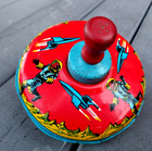 Vintage Ohio Art Space Spaceship Sci Fi Tin Top Spins Toy