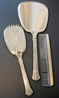 Vintage Vanity Set Mirror Brush Comb Silver Finish Embossed Floral