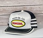 Pennzoil Trucker Hat-vintage Three Stripe Snapback Hat-m   M Oil Co Dalton Ohio
