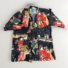 Vtg Kyoto Nishijin Japanese Yukata Kimono Robe Men s women s Os Black Geisha