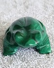 Vintage Malachite Frog Carved Stone Figurine Green Banded Gemstone Animal Totem
